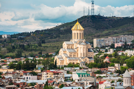 View Of Sameba Or Holy Trinity Cathedral Of Tbilisi, The Main Georgian Orthodox Church Erected On...