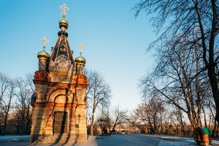 Chapel-tomb of Paskevich, 1870-1889 years, in city park in Gomel, Belarus.