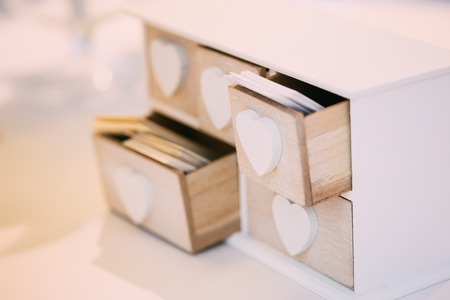 White Vintage Decorative Wooden Box Casket for Visiting Cards.の写真素材