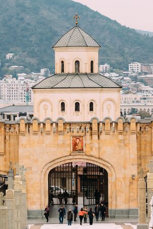 Exterior Of The Holy Trinity Cathedral of Tbilisi, Georgia. Sameba is the main cathedral of the Georgian Orthodox Churchの写真素材