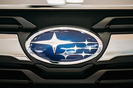 Close Up Logo Of Subaru. Subaru is the automobile manufacturingのeditorial素材