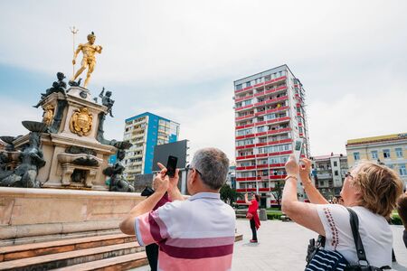 Batumi, Adjara, Georgia. Neptune Fountain in park on Rustaveli Aveのeditorial素材