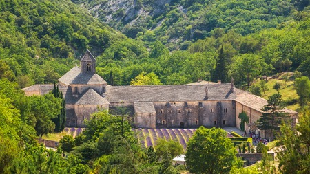 Ancient monastery Abbaye Notre-Dame de Senanque or Notre-Dame de Senanqueの写真素材