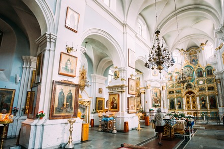 Minsk, Belarus. Interior Of Cathedral Of Holy Spirit In Minsk - The Main Orthodox Church Of Belarusのeditorial素材