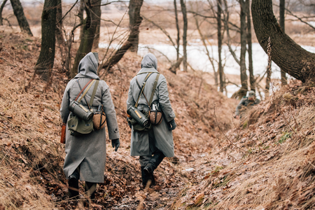 Unidentified Women Reenactors Dressed As German Wehrmacht Soldieの写真素材