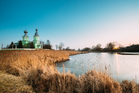 Old Wooden Orthodox Church Of Holy Trinity In Village Old Krupetsの写真素材