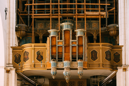 Riga, Latvia. Old Organ In The Riga Dom Dome Cathedral Churchのeditorial素材