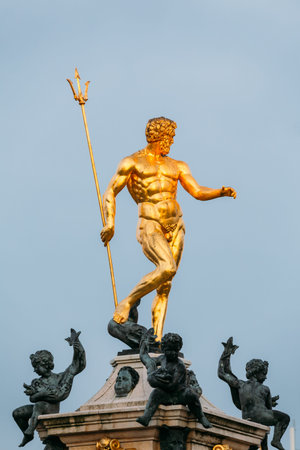 Batumi, Adjara, Georgia. Neptune Fountain On Blue Sky Backgroundの写真素材