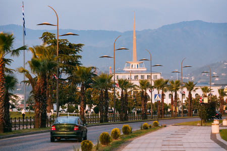 Batumi, Adjara, Georgia. Gogebashvili Street Road And Marine Stationの写真素材