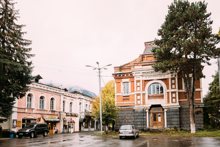 Borjomi, Samtskhe-Javakheti, Georgia. Buildings Of Former Hotelのeditorial素材