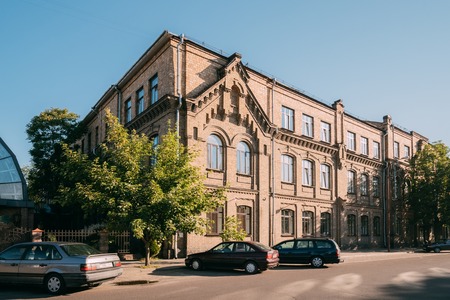 Brest, Belarus. Building Of Brest State University Named After A. S. Pushkin At Adam Mickiewicz Street In Sunny Summer Day.のeditorial素材