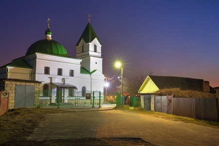 Gomel, Belarus. Church Of St Nicholas The Wonderworker In Lightingの写真素材