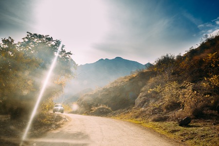 Khidistavi - Ateni - Boshuri Road, Patara Ateni, Shida Kartli Reの写真素材