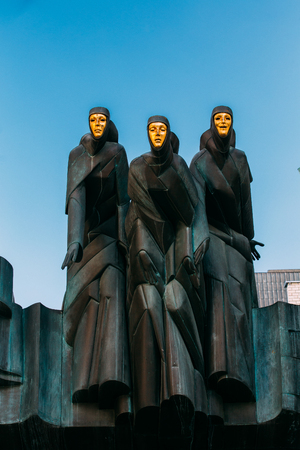 Vilnius, Lithuania, Eastern Europe. Close Up Of Black Sculptureのeditorial素材