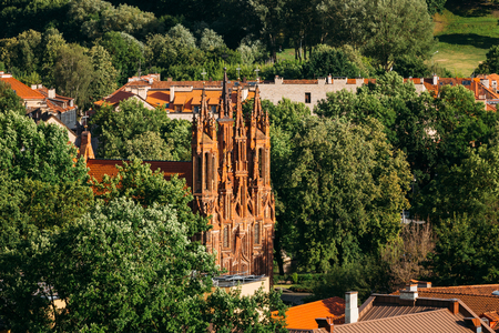 Vilnius, Lithuania. View Of Roman Catholic Church Of St. Anne In Old Town In Summer Day.の写真素材