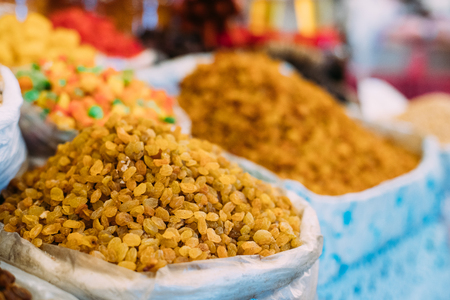 Tbilisi, Georgia. Close View Of Yellow Raisins Or Dried Grape Inの写真素材