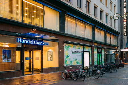 Helsinki, Finland. Svenska Handelsbanken AB On Kluuvikatu Streetのeditorial素材