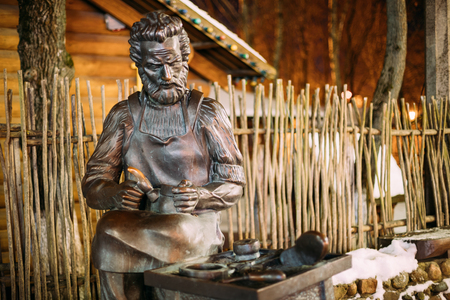 Vitebsk, Belarus. Sculpture Of Saint Crispino Is Catholic Patronのeditorial素材