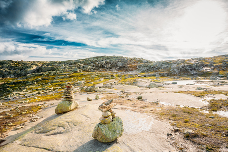 Mountains Landscape With Blue Sky In Norway. Travel In Scandinaviaの写真素材