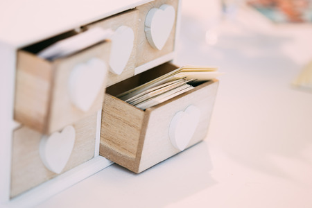 White Vintage Decorative Wooden Box for Visiting Cardsの写真素材