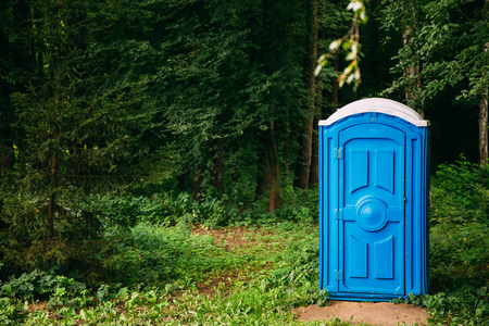 Cabin Of Chemical Toilet In Green Summer Forestの写真素材