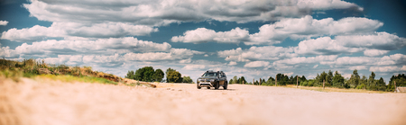 Renault Duster or Dacia Duster SUV in countryside landscape. Dusのeditorial素材