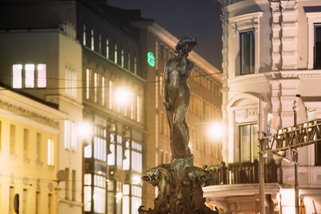 Helsinki, Finland. Night View Of Fountain Havis Amandaの写真素材