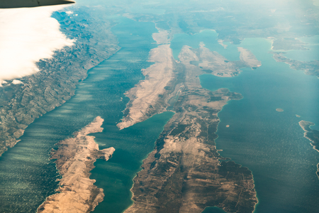Croatia. Aerial View Of Island Pag In Adriatic Sea From Window Of Plane.の写真素材