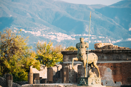 Pompeii, Italy. Statue Of Centaur On Territory Of Forumの写真素材
