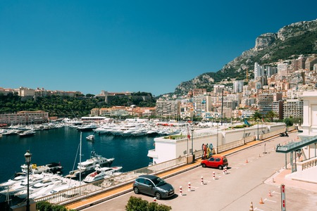 City Pier, Jetty In Sunny Summer Day. Monaco, Monte-Carlo architecture.のeditorial素材
