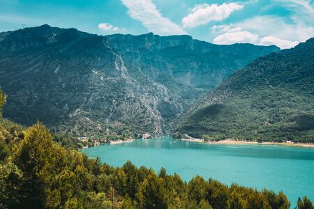 St Croix Lake in the Gorges Du Verdon in south-eastern Franceの写真素材