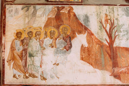 Martvili Canyon, Georgia - September 15, 2017: Medieval Frescoes In Gelati Monastery.のeditorial素材