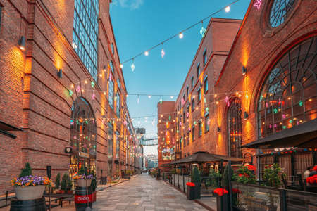 Oslo, Norway - June 23, 2019: Evening View Of Old Houses In Aker Brygge District. Summer Evening. Famous And Popular Place.のeditorial素材