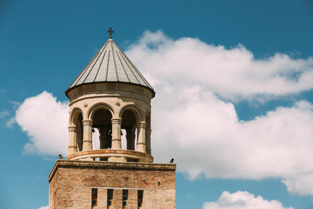 Mtskheta, Georgia. Close Bell Tower Of Svetitskhoveli Cathedral Of The Living Pillar, Georgian...