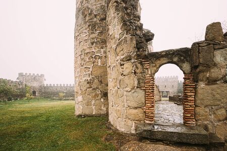 Ninotsminda Village, Kakheti Region, Georgia. Ruins Of Old Church Monastery Of Saint Nino, Ninotsminda Near Sagarejo. Monastery Was One Of Most Important Spiritual And Educational Centers In Georgia.の写真素材