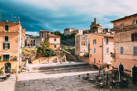 Terracina, Italy. View Of Piazza Municipio Old Squareの写真素材
