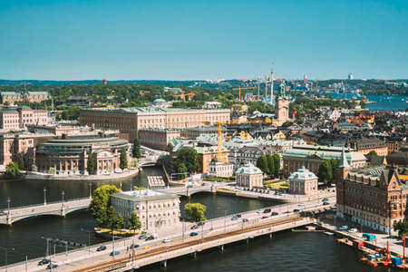 Stockholm, Sweden. Great Church In Cityscape Skyline. Elevated View Of City Center.のeditorial素材