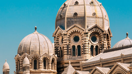 Marseille, France. Domes Of Cathedral De La Major - Church And Landmark In Marseille, France