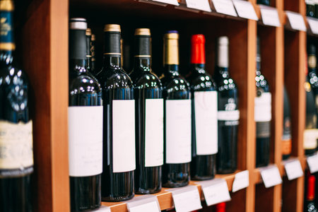 Vodka bottles On Shop Shelves