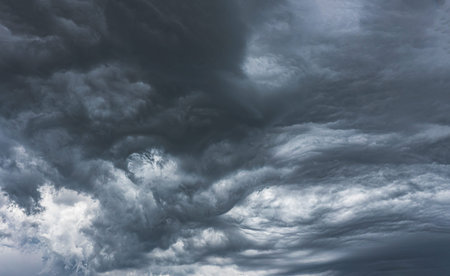 Stormy Sky Before Rain Thunderstorm. Storm Cloudy Sky Background