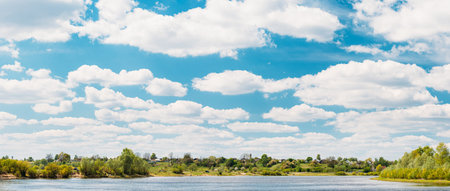 Rechytsa, Gomel Region, Belarus. Dnieper River. European Nature In Summer