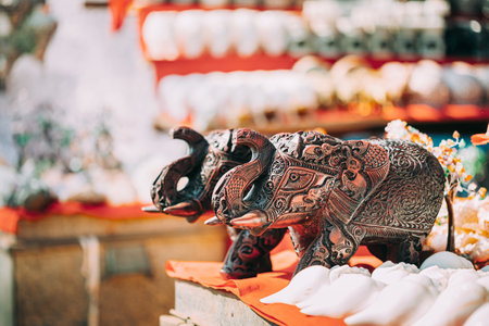 Goa, India. Elephant Souvenir In Market. Popular Souvenir Good For Touristsの写真素材