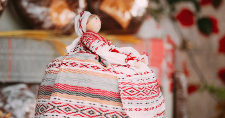 Russian Samovar Is Decorated With A Belarusian Folk Doll. Table