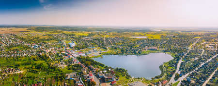 Braslav, Braslaw District, Vitebsk Voblast, Belarus. Aerial View Of Town. Famous Lakesの写真素材