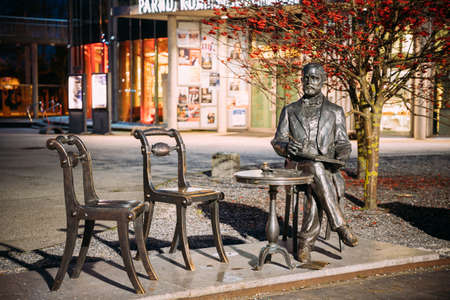 Parnu, Estonia. Monument To Baltic German Jeweller Gustav Fabergeのeditorial素材
