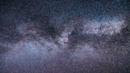 Real Night Sky Stars With Milky Way Galaxy. Natural Starry Sky Backgroundの写真素材