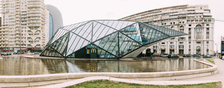 Batumi, Adjara, Georgia. modern building of McDonalds restaurant. McDonalds Corporation is the...