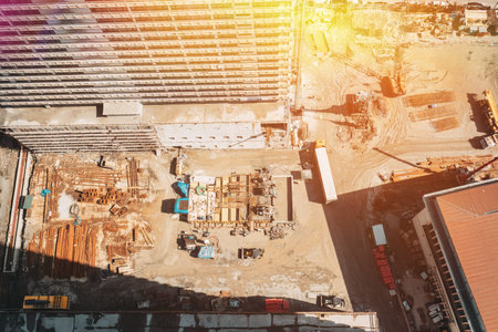 Development Multistorey Residential Building construction area. development on construction site....