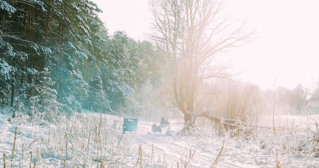Re-enactors Dressed As World War II German Wehrmacht Infantry Soldiers Driving Old Tricar,...