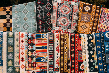 Many Oriental Persian Asian Carpets Background.の写真素材